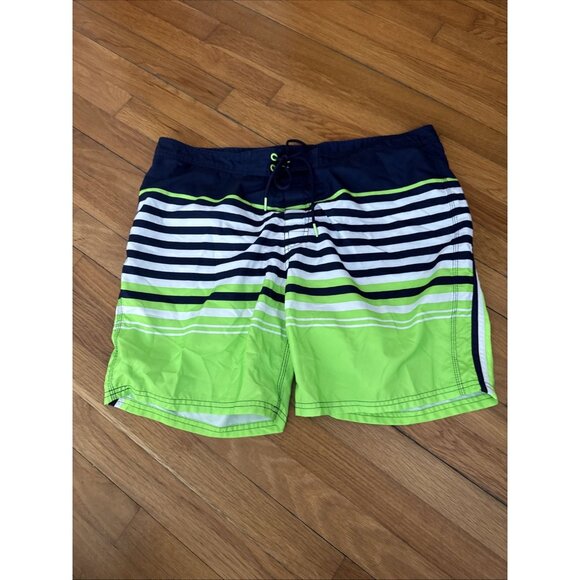 Sundek Men's Blue/Green Striped Swim Trunks Bathing Suit Size 38 XL - Picture 2 of 6